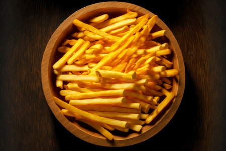 full bowl of fried crispy and mouth-watering french fries