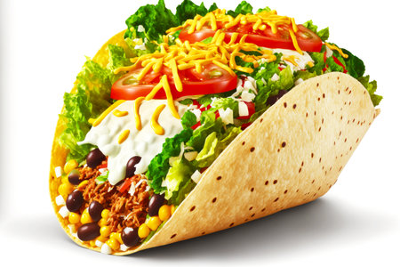 vegetable vegetarian fast food tacos for lunch in tortillaの写真素材