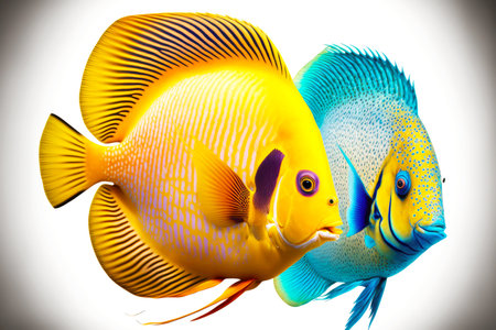 exotic inhabitants of underwater depths tropical fish isolated on white backgroundの写真素材