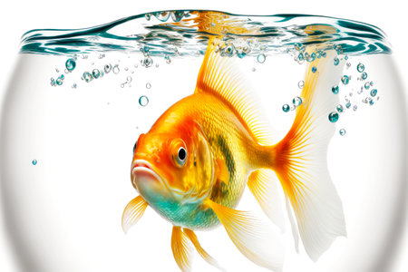goldfish adrift tropical fish isolated on white backgroundの写真素材