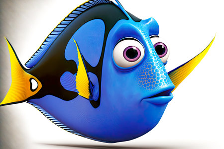 fish surgeon blue dory of cartoon finding nemo tropical fish isolated on white backgroundの写真素材