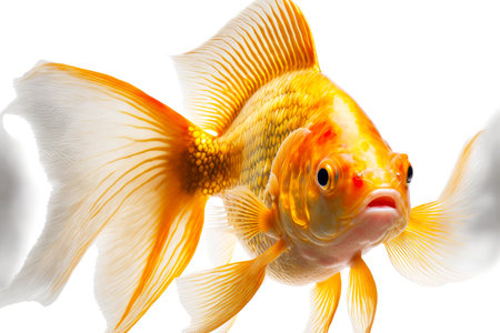 beaful goldfish tropical fish isolated on white backgroundの写真素材
