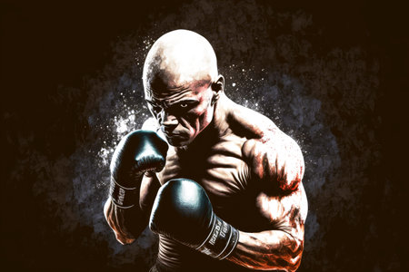 boxer in fighting stance prepares for fight mixed martial arts mma