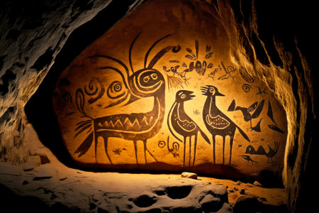 stylized petroglyph cave art