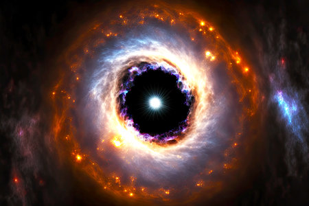 burning flashes in nebula around black hole singularity