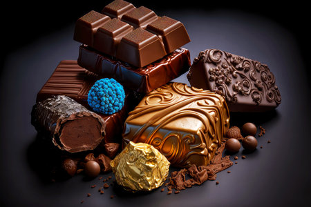 assorted candy and chocolate piece of dark and milk chocolate