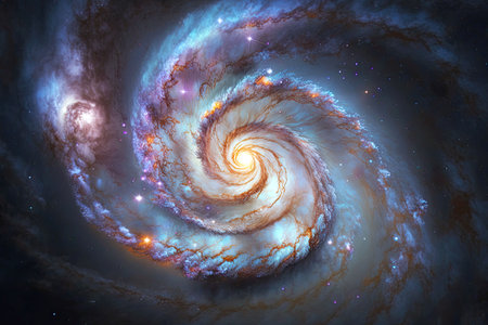 spiral galaxy in space large-scale cosmic phenomenon energy of the universe, generative aiの素材