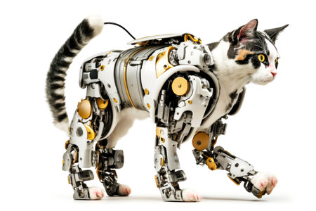 robotic cat leg for handicapped animals isolated on white background, generative aiの素材