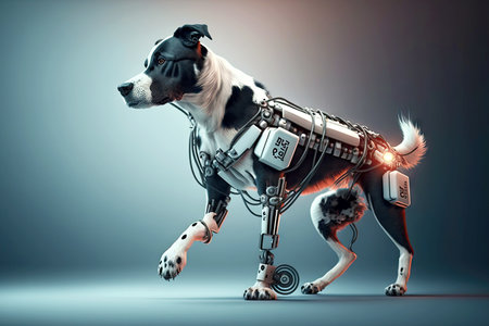 medical treatment of animals doctor dog with a robotic leg, generative aiの素材