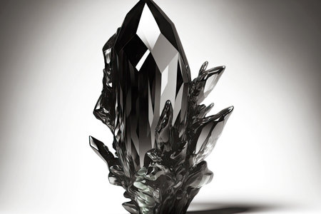 large attractive black crystal on white background, created with generative aiの素材