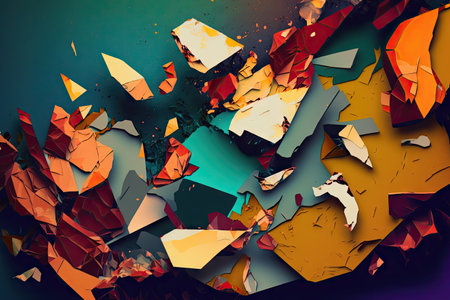 abstract background of multi-colored fragments with modern art collage effect, created with generative aiの素材