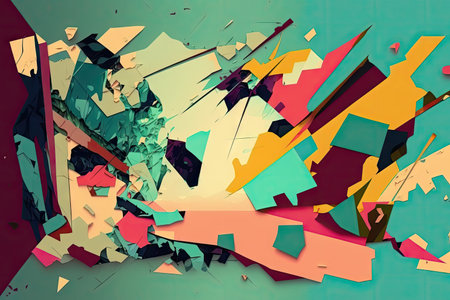 abstract background of multi-colored fragments with modern art collage effect, created with generative aiの素材