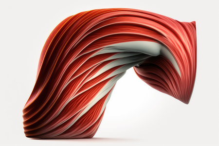 flexing of bicep muscle fibers of arm isolated on white background, created with generative aiの素材