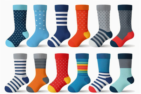 set of socks for men and women isolated on white background, created with generative aiの素材