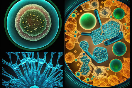 microscopy of microorganisms and cells using nanotechnologies, created with generative aiの素材