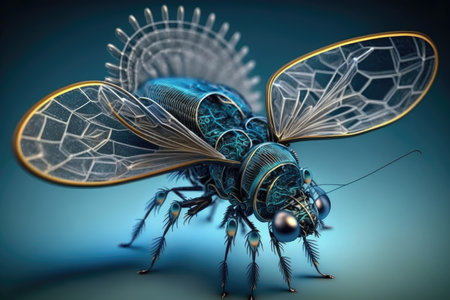 nanorobots flying in thin air construction and repair of nanotechnologies, created with generative aiの素材