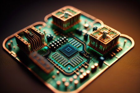 tiny microcircuits formed at nanotechnologies factory, created with generative aiの素材