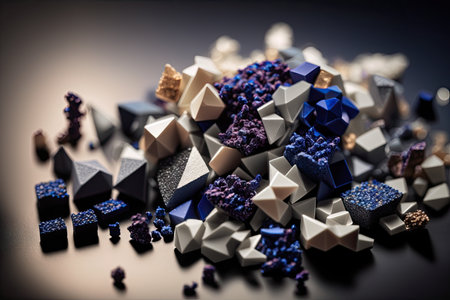 close-up of small sharp pieces with nanoengineered surface technology, created with generative aiの素材