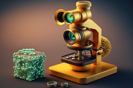 nanotechnologies microscope with magnifying lens and camera, created with generative aiの素材