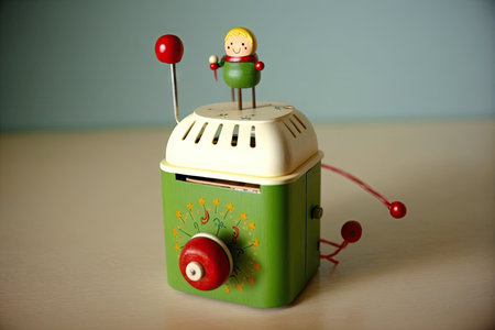 christmas ornament toy in form of childrens music box needle bed, created with generative aiの素材