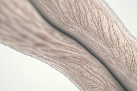 muscular fibres of arm in close-up on light background, created with generative aiの素材