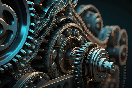 movement of gears and chains in oil pumps in car engine, created with generative aiの素材
