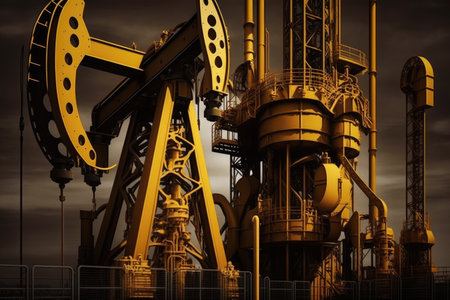 oil pumps twists and turns in oil processing machine, created with generative aiの素材