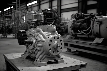 special factory for manufacturing of oil pumps and motors, created with generative aiの素材