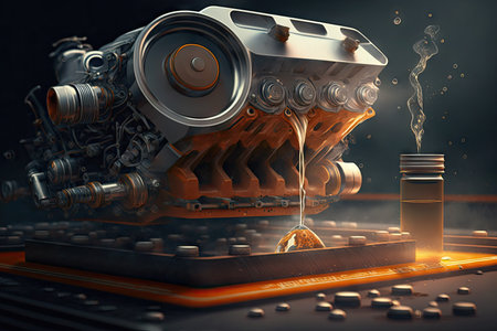 pumping oil into car engine automobile engineering, created with generative aiの素材
