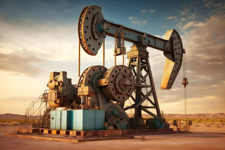 large oil pumps for pumping up lubricants and fuels to large industrial enterprises, created with generative aiの素材