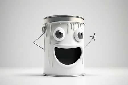 oil paint can character in white color isolated on white background, created with generative aiの素材