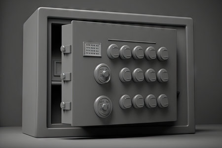 empty safe deposit box in gray gray color for storage, created with generative aiの素材