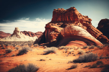 sandstone red rock formations as background for travel to usa, created with generative aiの素材