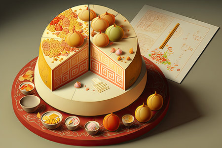 lottery system of drawing chinese new year shu cake, created with generative aiの素材