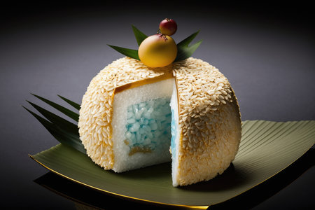 oriental food sweet rice treat in form of shu cake, created with generative aiの素材