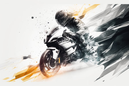 white white racing track for motorcycle racing double exposure, created with generative aiの素材