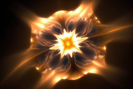 a close-up of a star, its energy and light shining through, created with generative aiの素材