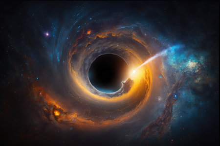 cosmic energy swirling in the depths of black hole, created with generative aiの素材