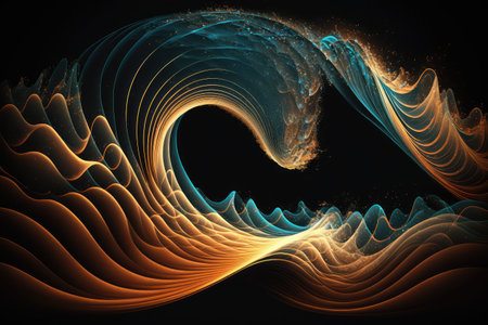 energy of the universe in the form of a wave, with undulating motion, created with generative aiの素材