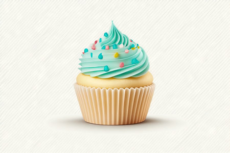 small round cupcake for dessert isolated on white background, created with generative aiの素材