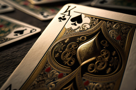 close-up of deck of cards, ready to be dealt, created with generative aiの素材