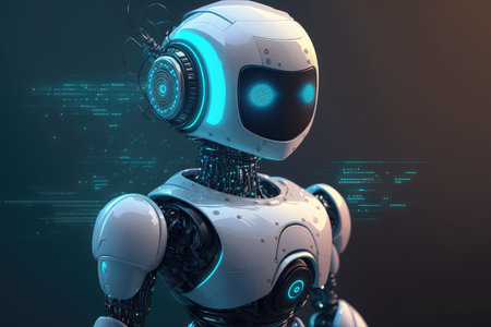 chatbot robot with futuristic look and advanced features, providing futuristic user experience, created with generative aiの素材