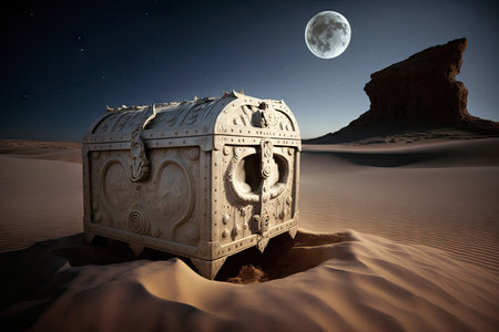 desert chest on the moon alien space journey, created with generative aiの素材