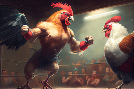 sports entertainment and betting on cockfights, created with generative aiの素材