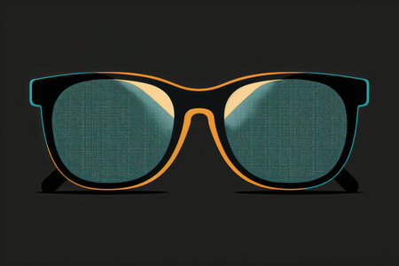 eyeglasses on a black background in flat design, created with generative aiの素材