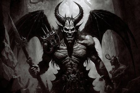 devil, tormenting souls of the damned in hellish underworld, created with generative aiの素材