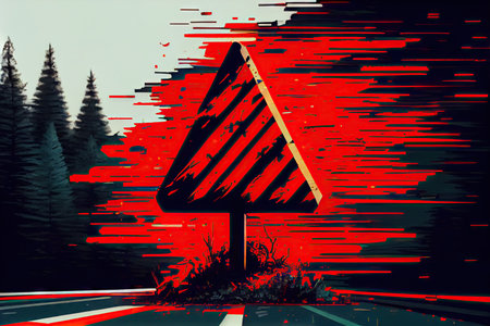 a glitchy digital version of a stop sign, with its, created with generative aiの素材