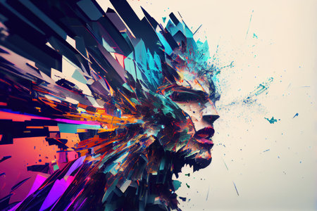 a digital glitch that appears to be breaking through the screen and shattering it, created with generative aiの素材