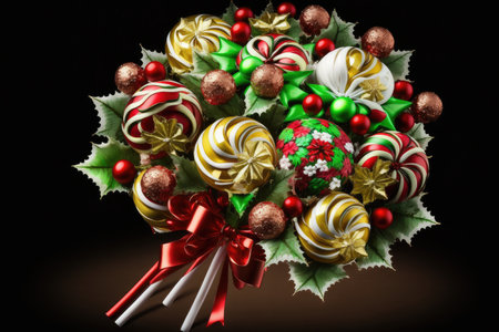 christmas cheer in form of festive flowers bouquet like as candies, created with generative aiの素材