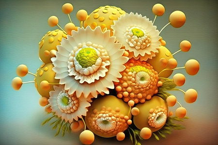 bright summer bouquet of yellow orange flowers like as candies for congratulations, created with generative aiの素材